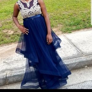 Size 9 Navy blue, sleeveless, formal gown